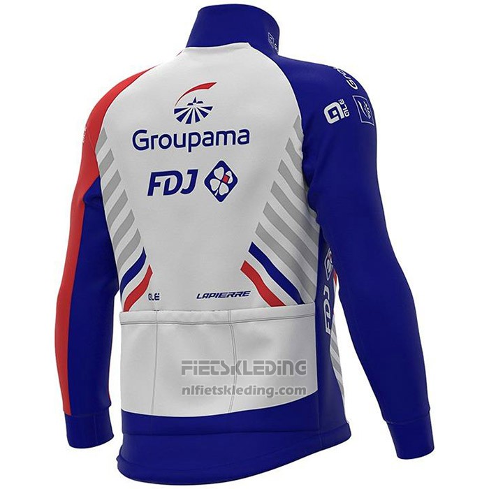 2020 Fietskleding Groupama-FDJ Wit Diep Blauw Rood Lange Mouwen en Koersbroek